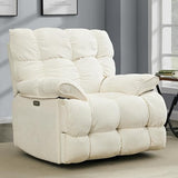Pationate Oversized Rocker Recliner Chair,Power Swivel Recliner for Living Room,Overstuffed Extra Wide Rocking Recliners with Breathable Soft Fabric,Up to 350lbs (Power, White)