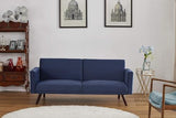 Container Furniture Direct 72" Retro Velvet Sofa Bed - Vintage Modern Convertible Futon w/Reclining Backrest - Velvet Upholstery on Solid Wood Frame (72" L x 34.6" W x 30.23" H), Dark Blue Container Furniture Direct