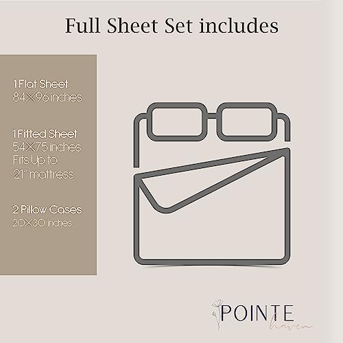 Pointehaven Bedding 4 Pieces Full 100% Cotton Percale Sheets - Printed Bed Sheet & Pillowcase Sets - Soft Cotton Bed Sheets Set - Fits Mattress 19 inches Deep Pocket (Full, Prima) Pointehaven