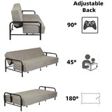 Homy Casa Modern Grey Futon Sofa Bed with Arm, 78.74" 3-Position Adjustable Backrest, Metal Frame, Capacity 500 lbs, Convertible Daybed for Living Room/Guest Room/Studio Apartment Homy Casa