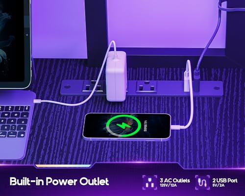 AODK L Shaped Gaming Desk with 4 Drawers, 59" Reversible Computer Desk with Hutch and Shelves, Gamer Desk with LED Lights, Power Outlets, Home Office Corner Desk with Gird Pegboard, Black AODK