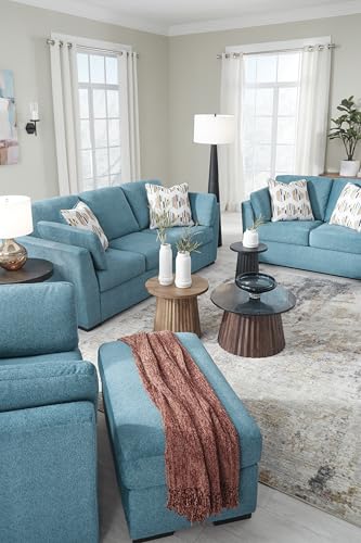 Signature Design by Ashley Keerwick Scandinavian Loveseat with 4 Toss Pillows, Blue Signature Design by Ashley