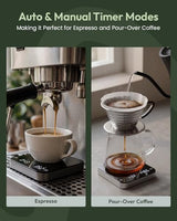Maestri House Mini Coffee Scale with Timer, USB-C Rechargeable Espresso Scale, 2kg/0.1g Accurate Scale for Espresso and Pour-Over Coffee, Portable Digital Kitchen Scale with Auto Timer (Black&Silver)