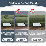 MAXYOYO 6" Extra Thick Japanese Floor Mattress Futon Mattress, Foldable Tatami Pad for Adults, Roll Up Floor Bed for Guest Room Bedroom RV, Green, Queen MAXYOYO