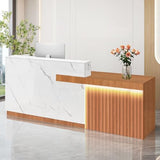 ZGTYYSDZ Office Reception Desk & Reception Desk with Counter - Modern L-Shaped Checkout Counter for Hotel, Clothing Store, Checkout & Bar (D,Right 71in) ZGTYYSDZ