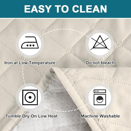 Turquoize 100% Waterproof Futon Cover Futon Slipcover Washable Armless Sofa Bed Slipcover Protector Seat Width Up to 70" with Adjustable Elastic Strap Anti-Slip for Dogs, Ivory Turquoize