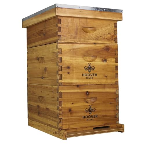 Hoover Hives: The Original Beeswax Coated Beehive Kit. Includes 2 Deep & 1 Medium Boxes with Wooden Frames & Heavy Wax Coated Foundations. Easy Assembly with Predrilled Holes & Screws (Unassembled) Hoover Hives