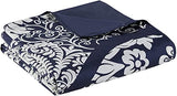 Madison Park Vienna Cotton Poly Blend Duvet Set - Classic Traditional Design, Cozy All Season Comforter Cover, Matching Shams, Decorative Pillows Vienna, King/Cal King(104"x92"), Indigo 6 Piece Madison Park