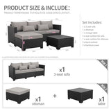 Rattaner 3 Pieces Patio Furniture Set Outdoor Sectional Wicker Patio Furniture Patio Couch with Ottoman and Outdoor Storage Table All-Weather Anti-Slip Cushions Waterproof Covers, Light Grey Rattaner