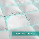 Martha Stewart White Goose Feather Down Fiber Comforter King Size- All Season Duvet Insert, Noiseless Fabric with 60oz Filled Luxury Cloud Fluffy Bed Comforter with 8 Corner Loops, White 106x90inch Martha Stewart