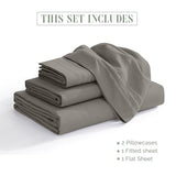 Elegant Comfort Luxurious 1500 Premium Hotel Quality Microfiber Three Line Embroidered Softest 4-Piece Bed Sheet Set, Wrinkle and Fade Resistant, Twin/Twin XL, Gray Elegant Comfort