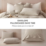 BFS HOME Linen Duvet Cover Twin Size - Soft Breathable Cotton Linen Blend, 3-Pieces Bedding Set with 2 Pillowcases, Stonewashed Texture, Khaki, All-Season Comfort BFS HOME