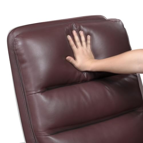 Lexicon Swivel Glider Recliner Chair, Comfy Nursery Glider, Faux Leather Recliner, Manual Reclining Chair for Living Room/Office/Apartment, Red Lexicon