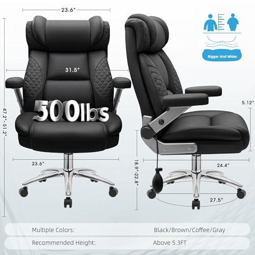 Office Chair Big and Tall, Desk Computer Chair for Heavy People, Oversized Executive Gaming Chair, Extra Wide 500LBS Ergonomic Comfy Office Chair with Adjustable Lumbar Support & 5D Flip Arms BestGlory