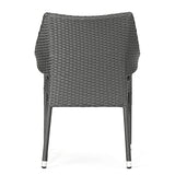 Christopher Knight Home Lina Outdoor 5 Piece Wood and Wicker Dining Set, Gray Finish/Gray Christopher Knight Home