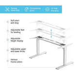 PROGRESSIVE AUTOMATIONS Standing Desk Legs Dual Motor. Adjustable 3 Stages Frame for DIY Stand up Home Office desks suites Tops from 48" to 73" FLT-02 White PROGRESSIVE AUTOMATIONS