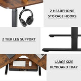 ETHU Electric L-Shape Standing Desk with Keyboard Tray, Height Adjustable 29-42 inches, Modern Style, Brown, For Home Office, Gaming, Work ETHU