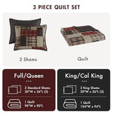 Madison Park King Quilt Set Patchwork Farmhouse, Diamond Quilting Reversible Coverlet Set for King Size Bed, Plush Cotton Filled Quilt Set King Size, Shams King/Cal King Red/Black 3 Piece Madison Park