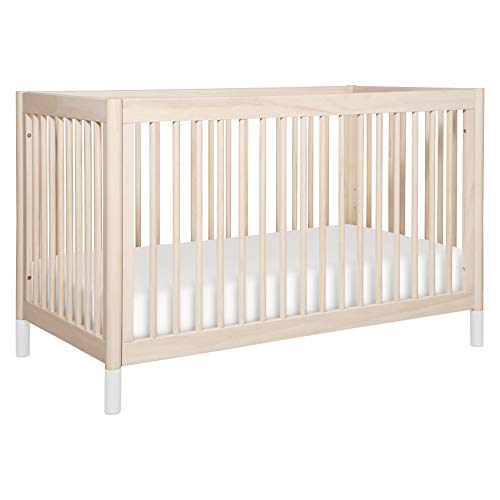 Babyletto Gelato 4-in-1 Convertible Crib with Toddler Bed Conversion in Washed Natural and White, Greenguard Gold Certified - WoodArtSupply