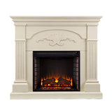 SEI Furniture Sicilian Harvest Traditional Style Electric 44" Mantel Fireplace, Radiant Heat Space Heater w/LED Flames Remote Controlled Features, Ivory SEI Furniture