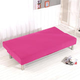 Homonic Solid Colour Armless Sofa Bed Cover Polyester Spandex Stretch Futon Slipcover 3 Seater Elastic Full Folding Couch Cover fits Folding Sofa Bed Without Armrests 80" x 50" in (Rose Red) Homonic