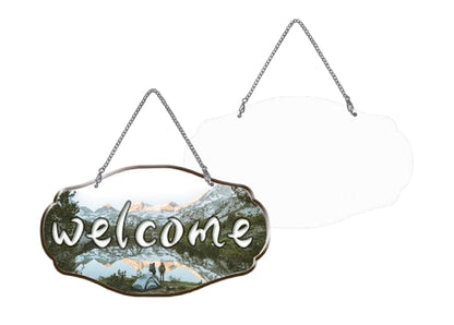 Sublimation Door Hanger Blanks 4 Pack Thick Door Welcome Board Sign and Wall Window Garden Hanging Ornaments Double Sides with Chain Personalized MDF Decoration Supplies