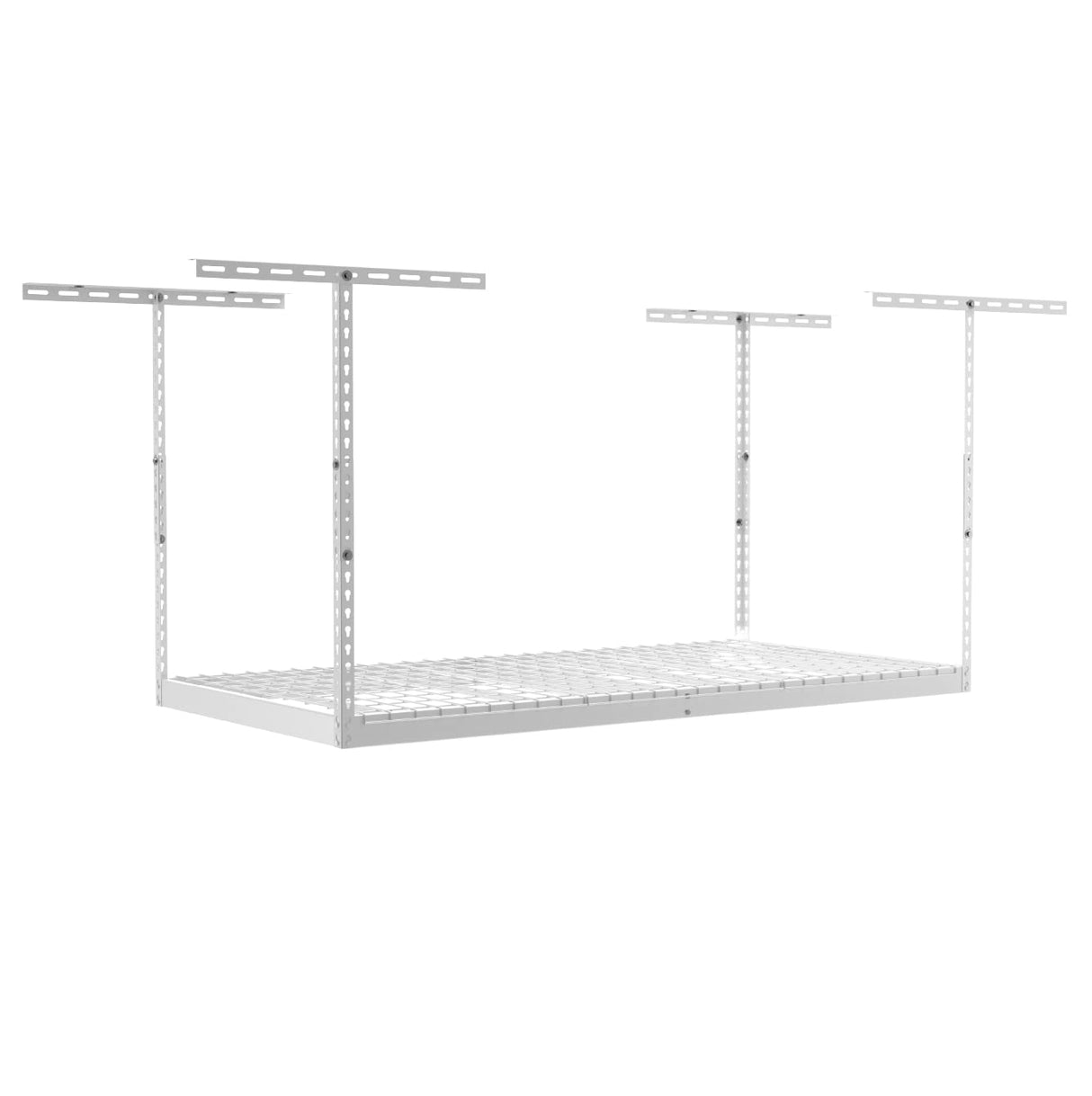 SafeRacks Overhead Garage Storage Rack - Heavy Duty Racks for Garage with 400 lb Capacity, Easy Garage Shelving, Adjustable Storage Rack, Ceiling Mount Storage Shelves 3x6 White (24"-45") SafeRacks