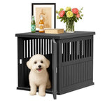 KFY 30 INCH Small Dog Crate Furniture Lockable Dog Kennel Indoor Dog Cage Plastic Pet Cage End Table for Small/Medium Dogs, Black KFY