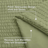 Love's cabin Seersucker Sage Green Twin Comforter Set, 5-Piece All Season Lightweight Bed in a Bag Bedding Set with Comforter, Flat Sheet, Fitted Sheet, Pillowcase and Sham Love's cabin