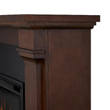 Real Flame Callaway 63" Grand Electric Fireplace with Mantel in Chestnut Oak, Free-Standing Oversized Indoor Electric Fireplace with Mantel, Adjustable Thermostat, Automatic Safety Shut-Off. Real Flame