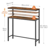 HOOBRO Narrow Console Table with Adjustable Height (31.5"-37.4"), High Entryway Table, Skinny Behind Couch Table with 2 Tier Shelf, Sofa Table for Hallway, Livingroom, Rustic Brown and Black BF96XG01 HOOBRO