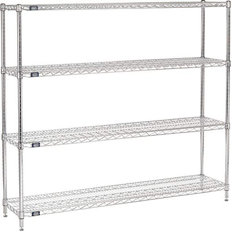 Nexel 14" x 60" x 63", 4 Tier Adjustable Wire Shelving Unit, NSF Listed Commercial Storage Rack, Chrome Finish, leveling feet Nexel