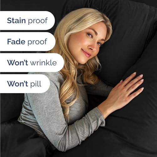 Twin Size 3 Piece Sheet Set - Comfy Breathable & Cooling Bed Sheets Set - Hotel Luxury Bedding for Women, Men, Kids, Teens, Boys & Girls - Deep Pockets, Ultra-Soft and Wrinkle Free - Oeko-Tex - Black CGK Unlimited
