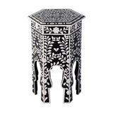 Butler Specialty Company Amaya 16" W Hexagon Bone Inlay Side Table- Black-White Butler Specialty Company