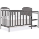 Dream On Me Anna 3-in-1 Convertible Full-Size Baby Crib & Changer with Storage in Steel Grey, GreenGuard Gold & JPMA, Pinewood, Converts to Day & Toddler Bed, 3 Mattress Heights, 1″ Changing Pad