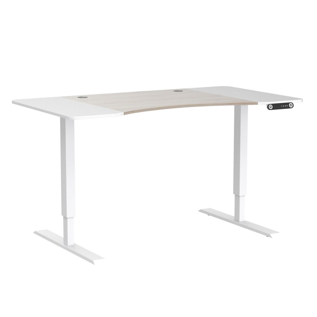 HEONAM Dual Motor Electric Standing Desk, 63 x 30 Inches Height Adjustable Table with Splice Board, Ergonomic Sit Stand Computer Desk with White - WoodArtSupply