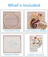 ELTONGUU Embroidery Kit for Beginners Adult, Flower Pattern Embroidery Kit for Beginners Include Embroidery Cloth Hoops Threads, Cross Stitch Kits for Craft Lover Hand Stitch