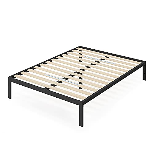 ZINUS Mia Queen Metal Platform Bed Frame with Wood Slat Support – No Box Spring Required, Easy Assembly, Black - WoodArtSupply