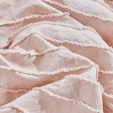 3 Pieces Tufted Stripes Crib Bedding Set with Ruffle Fringe, Pink Ruffled Comforter with Fitted Sheet and Bed Skirt , Soft and Embroidery Shabby Chic Boho Bohemian Jacquard Design for Baby Girls Boys Flysheep