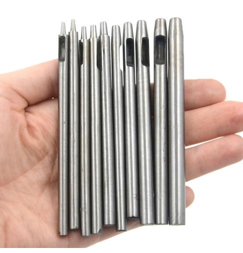 Walfront Hole Punch Kit, 10pcs Alloy Steel Leather Hand Tool, 0.5-5mm Multi Sizes Metal Puncher for Leather Craft, Clothing, Handbags, Belts etc. Walfront