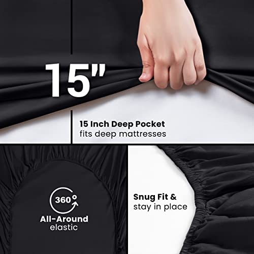Utopia Bedding Twin Fitted Sheets - Bulk Pack of 2 Bottom Sheets - Soft Brushed Microfiber - Deep Pockets - Shrinkage & Fade Resistant - Easy Care (Twin, Black) Utopia Bedding