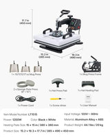 VEVOR Heat Press Machine, 15 x 15 in, 8-in-1 Multifunction, 360° Swing Away, Heat Up Fast and Even, Digital Precise Control, Sublimation Press Machine for T-Shirts, Mugs, Tumblers, Caps, Plates VEVOR