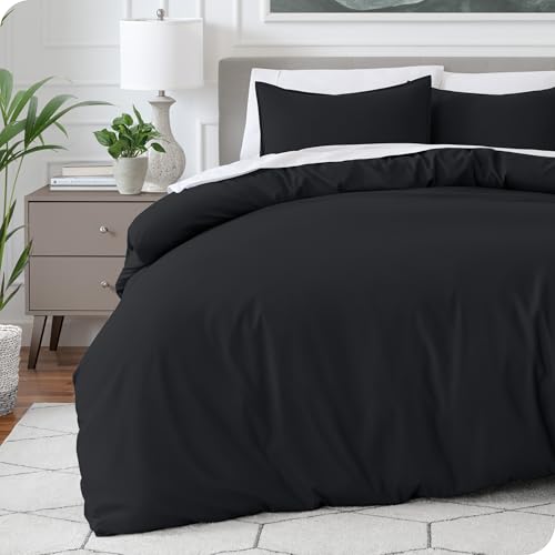 Bare Home Bedding Duvet Cover Queen Size - Premium 1800 Super Soft Collection - Lightweight, Cooling Duvet Cover - Soft Breathable Bedding (Queen, Black) Bare Home