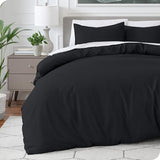 Bare Home Bedding Duvet Cover Queen Size - Premium 1800 Super Soft Collection - Lightweight, Cooling Duvet Cover - Soft Breathable Bedding (Queen, Black) Bare Home