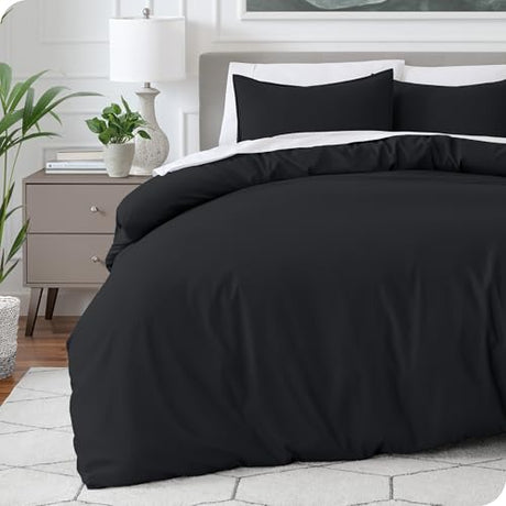 Bare Home Bedding Duvet Cover Queen Size - Premium 1800 Super Soft Collection - Lightweight, Cooling Duvet Cover - Soft Breathable Bedding (Queen, Black) Bare Home