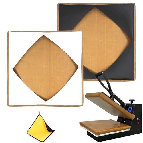 Heat Press Covers 15x15 Inch 2 Piece Set for Top and Bottom Platens | Reusable Teflon Material Heat Press Protective Covers for Sublimation, DTF and Heat Press Transfers EAOENLS