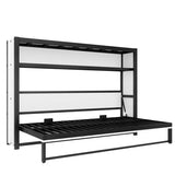 Metal Twin Size Murphy Bed with Shelves, Metal Foldable Wall Bed Chest Bed, White Bellemave