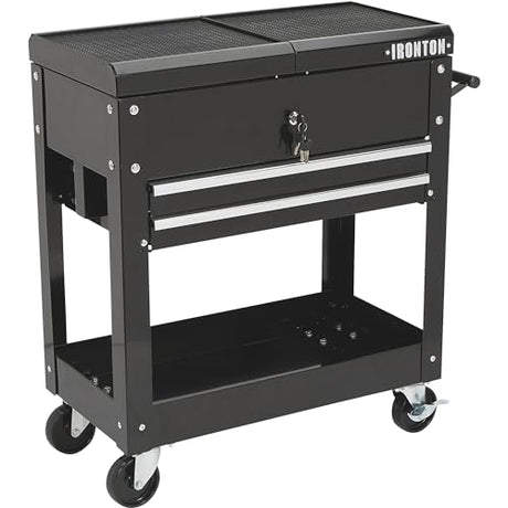 Ironton 28in. 2-Drawer Tool Cart - 30-1/2in.L x 14-1/2in.W x 33in.H, 350-Lb. Capacity Ironton