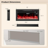 COSTWAY Smart WiFi Electric Fireplace 36-inch Wide, Work with Alexa & Google Assistant, 750W/1500W Wall Mounted & Recessed Heater with Remote/APP Control, 12 Flame & Ember Bed Colors, 12H Timer, Black COSTWAY