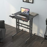 DlandHome Mobile Standing Desk Stand Up Desk Rolling Desk, Stand Sit Desk Mobile Computer Desk Adjustable Standing Desk 23.6inches Table Workstation Mobile Desk Cart Tray Black DlandHome